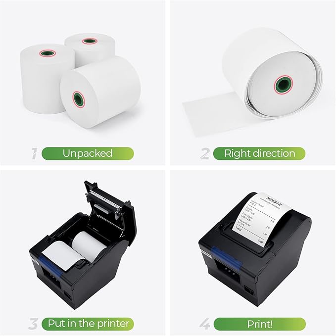 MUNBYN Thermal Paper 3 1/8 x 230ft, 10 Rolls Receipt Paper Work for Star Micronics TSP100 TSP143 Epson 80mm Receipt Printer Square POS Register, 80mm Thermal Receipt Papers, BPA Free, Plus Version