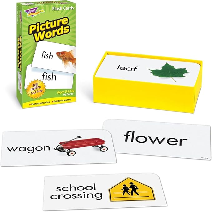 Trend Enterprises: Picture Words Skill Drill Flash Cards, Content-Rich Self-Checking Cards to Practice and Master, Great for Skill Building, 96 Cards Included, Ages 5 and Up