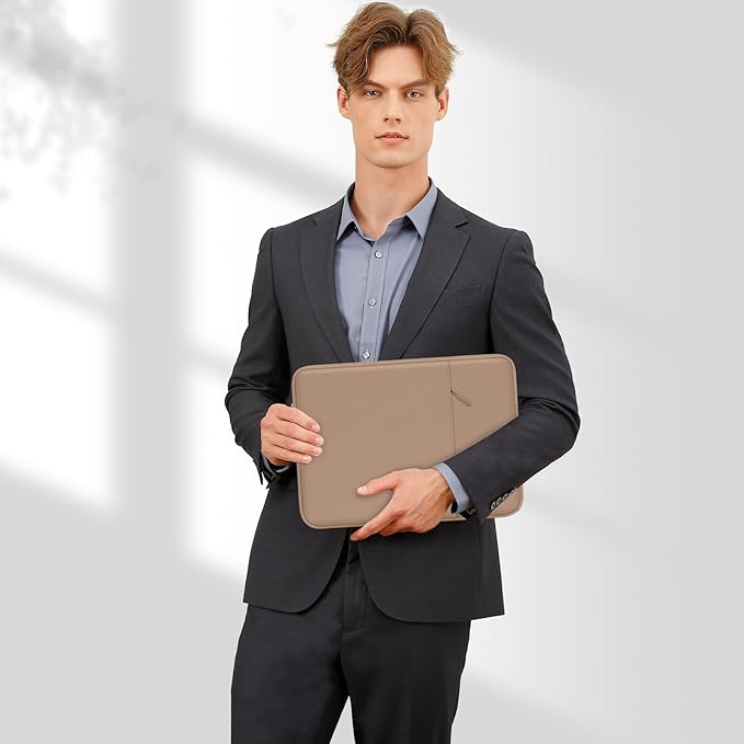 MOSISO Laptop Case 16 inch, 15-15.6 inch Laptop Sleeve Compatible with MacBook Pro 16 M4 M3 M2 M1, HP Acer Dell Lenovo ASUS Notebook, Polyester Vertical Computer Sleeve Bag with Pocket, Bronze Brown