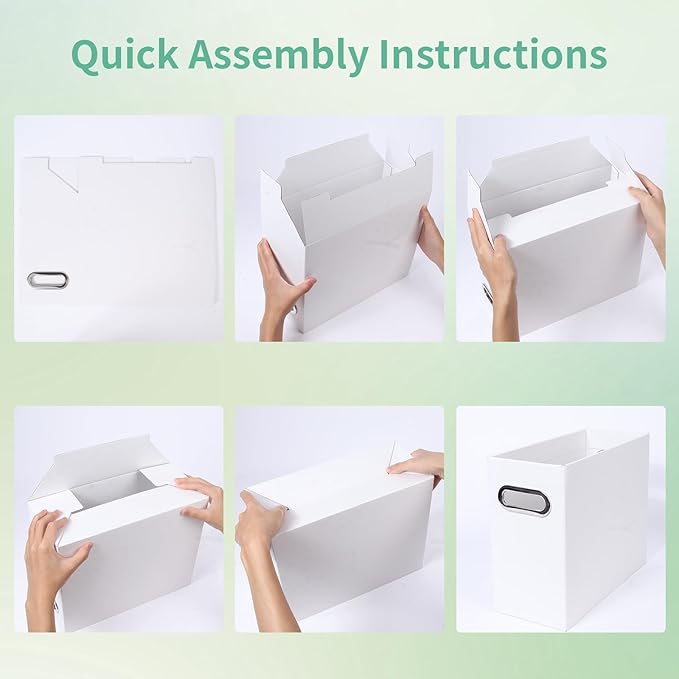 Collapsible File Organizer Box with Handle, Filing Organizer for Home or Office, Small Portable File Box(1 Pack, White)