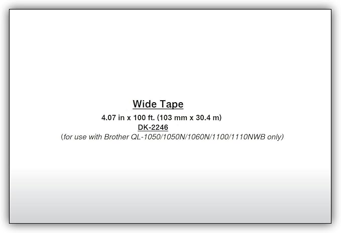 Brother Genuine DK-2246 Label Paper for Brother QL Label Printers - Continuous Length Black on White Paper Labels, 4.07” x 100’ (103mm x 30.4m)