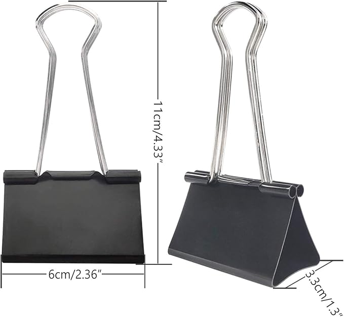DSTELIN Extra Large Binder Clips 2.4-Inch (12 Pack), Big Paper Clamps for Office Supplies, Black