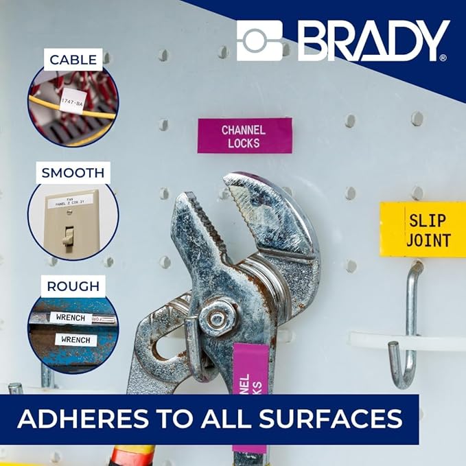 Brady Authentic (M4C-1000-595-WT-BK) All-Weather Vinyl Labels 1 in W x 25ft Black on White. for use with BMP41, BMP51, M410, M510, and M511 Label Printers.