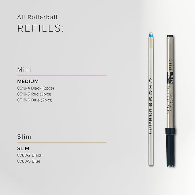 Cross Refills for Ballpoint Pens, Medium, Black Ink, 2/Pack (85132), Model:8513-2
