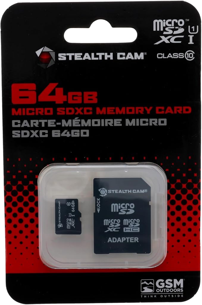 STEALTH CAM SD Card - High-Speed Data Transferring Storage Game Trail Hunting Scouting Photo Video Recording Cameras, SDHC SDXC 64GB MicroSD Memory Card