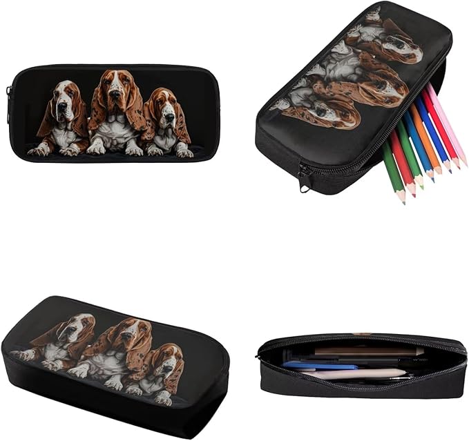 Basset Hound Backpack for Boys Girls, Lightweight Kids Backpack with Lunch Box Cute Kawaii Pencil Case, Large Comfortable Girls Bookbag School Backpack for Elementary Middle School