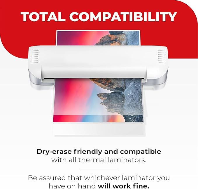 5MIL Thermal Laminating Sheets, 500 Count (5x100) 4.3x6.3 inch, Card Size Dry-Erase Friendly Laminating Pouches, Compatible with All Standard Laminators, Crystal Clear Laminated Finish
