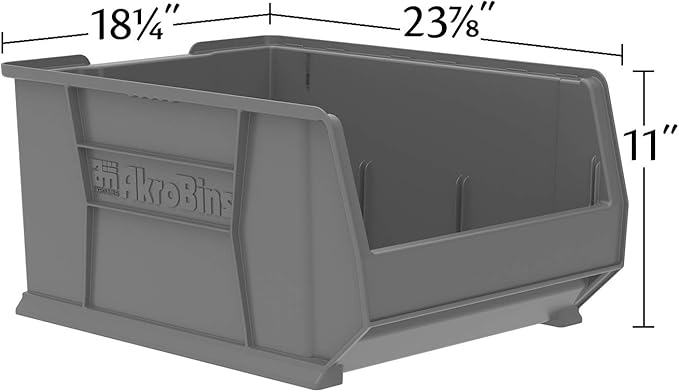 Akro-Mils 30289 Super-Size AkroBins Plastic Storage Bins, Space-Saving Stackable Bins for Garage, Classroom, Warehouse Organization, 24" L x 18" W x 12" H, Clear, 1-Pack