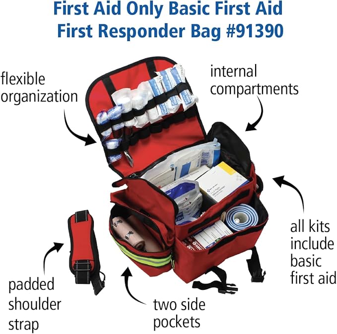 First Aid Only 91390 Basic First Aid Kit First Responder Bag, 329 Pieces
