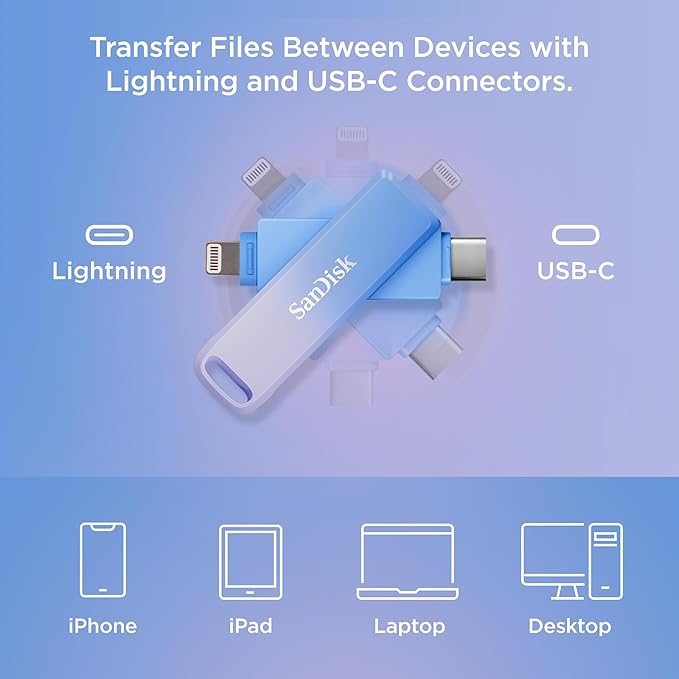 SanDisk 128GB Creator Phone Drive - for iPhone, iPad, Laptop & Mac - Includes USB Type-C and Lightning Connectors - Automatic Backup, 3 Months of Adobe Lightroom Included- SDIXD0N-128G-GN6TP