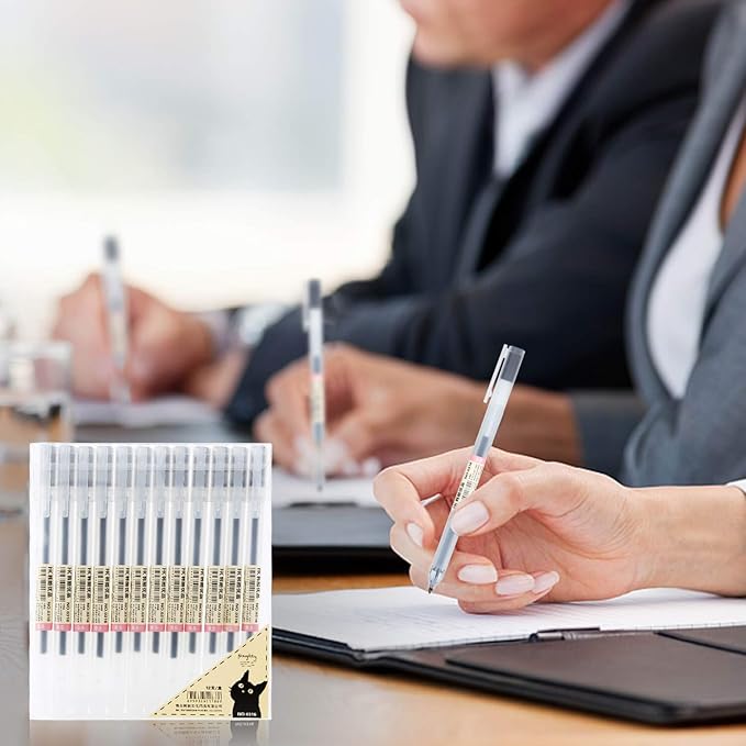 XSG Black Gel Pens[0.5mm]，Extra fine point pens Ballpoint pens For japanese Office School Stationery Supply 12 Packs