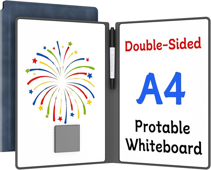 Small Dry Erase Board,12" x 9" Portable Dry Erase White Board,Double-Sided Folding Whiteboard with Pen(Grey)