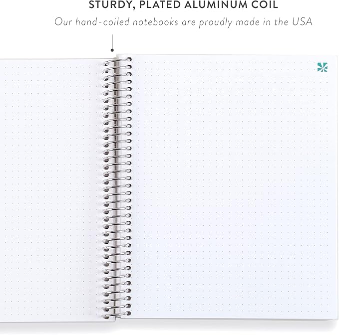 Erin Condren 8.5" X 11" Spiral Bound Dotted Grid Notebook - Groovy Blooms - 5Mm Dot Grid, 160 Pages Writing, Drawing & Art Notebook, 80Lb Thick Paper