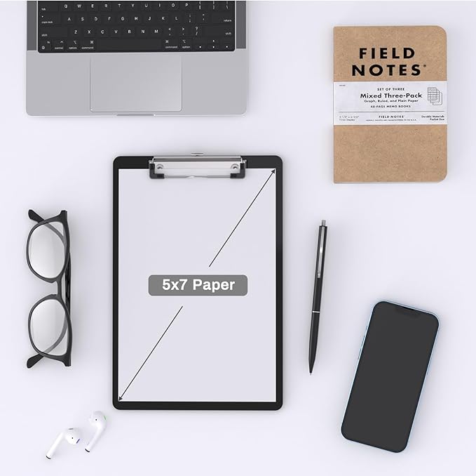 2 Pack Small Clipboards, A5 Plastic Mini Black Clip Board for Classroom, Students, Kid, Size 6" x 9" with Low Profile Clip, Office & School Supply