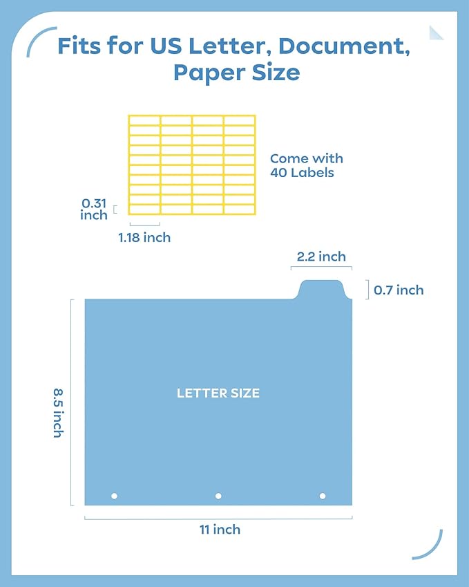16 PCS 8 Tab Binder Dividers for 3 Ring Binder,Thicken, Write & Erase Reusable Waterproof Plastic Binders for School & Office Files, 2 Set, Extra 40 Labels