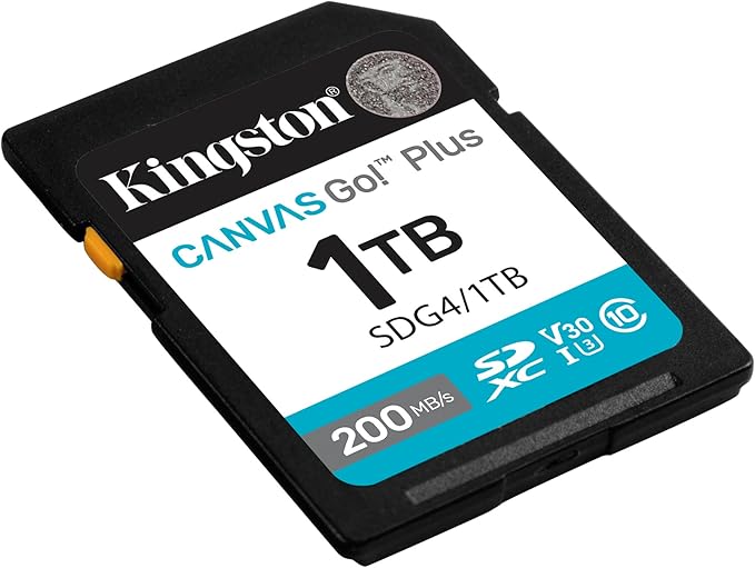 Kingston Canvas Go Plus 1TB SD Card | Up to 200MB/s | Class 10, UHS-I, U3, V30 | SDG4/1TB
