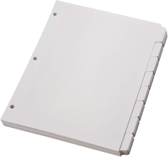 Oxford Binder Dividers for 3 Ring Binders,8-Tab Dividers,Write On Tabs,White Paper,80 Total,10 Count (Pack of 10)