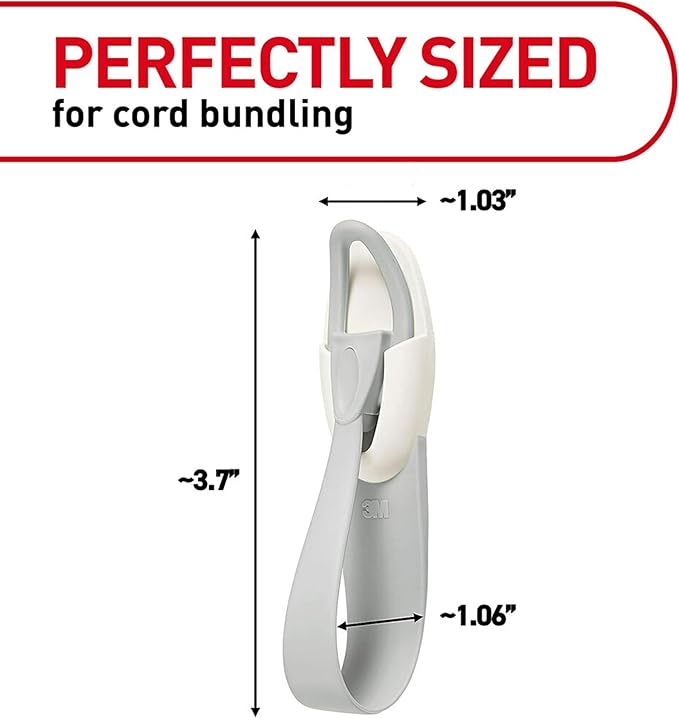 Command Cord Bundlers, Damage-Free Adhesive Cord and Cable Organizers, White, 6 Bundlers (3 Packs of 2) with Command Strips, No Tools Wall Hooks for Home, Office or Outdoor Use, Holds 2 lbs Each