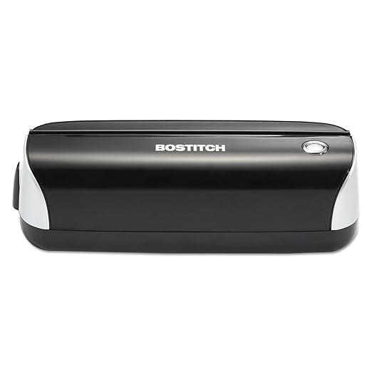 Bostitch Office Electric 3-Hole Punch, AC Adapter or Battery Powered, Max Sheet Capacity 12 Sheets, Black (EHP3BLK)