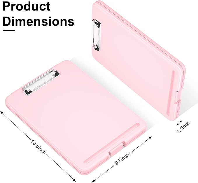 Hongri Clipboard with Storage, 8.5 x 11 Nursing Clip Board Foldable Storage for Nurses, Lawyers, Students, Classroom, Office, School, Size 13.4 x 9.4 X 0.9 in, Pink