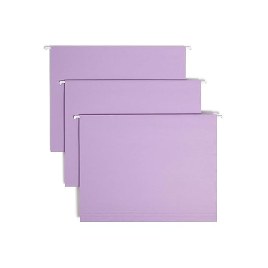 Smead Standard Hanging File Folders, 25 Count, Lavender, 1/5-Cut Adjustable Tabs, Letter Size (64064)