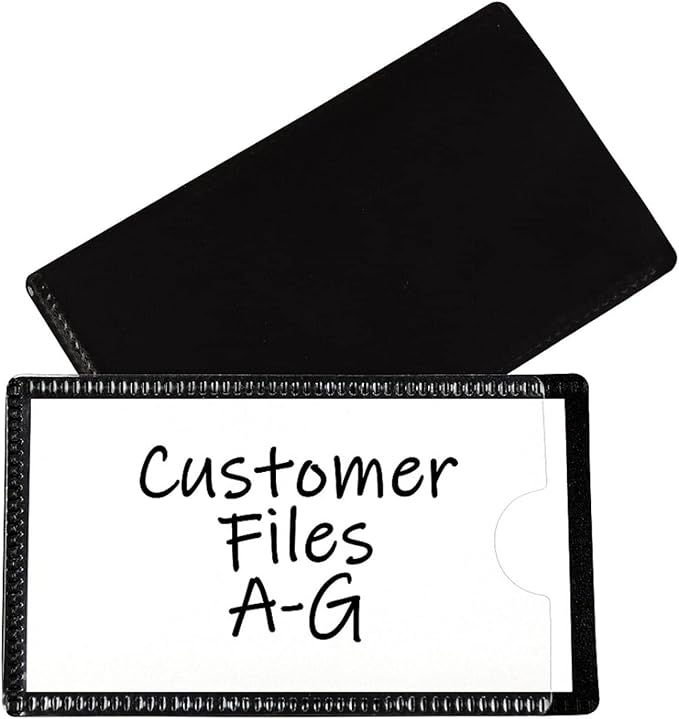 C-Line Slap-Stick Magnetic Label Holders, Side Load, 4.25 X 2.5, Black, 10/Pack