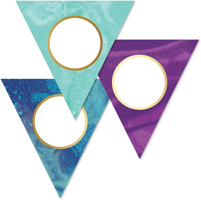 Carson Dellosa 36-Piece Galaxy Pennants, Science and Space Theme Cutouts, Marble and Gold Party Decorations, Name Tags, Bulletin Board, and Classroom Decor