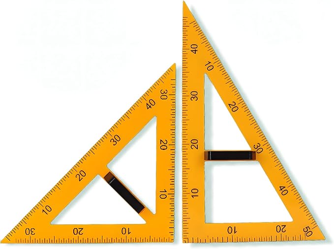 Magnetic Teaching Ruler Set with Multi-Functional Geometry Tools Durable ABS Plastic for Whiteboard Classroom Projects Student Teacher Math Supplies (Yellow 2pcs)
