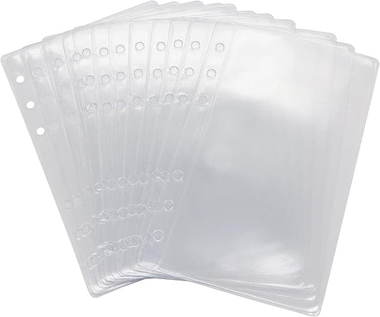 12 Pack A6 Size Clear Sheet Protectors 3.4 x 6.3 Inch Plastic Sleeves Page Protectors Top Loading Paper Protector for 6 Ring Binders, Acid-Free, Archival Safe for Documents and Photos