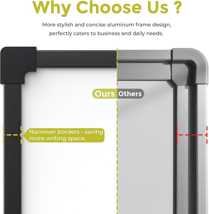 MaxGear Magnetic Dry Erase White Board, 36 X 24 Inches Double Sided Whiteboard, Black Aluminum Frame White Board for Wall, Hanging Planner Board with 2 Dry Erase Markers for School Office Home