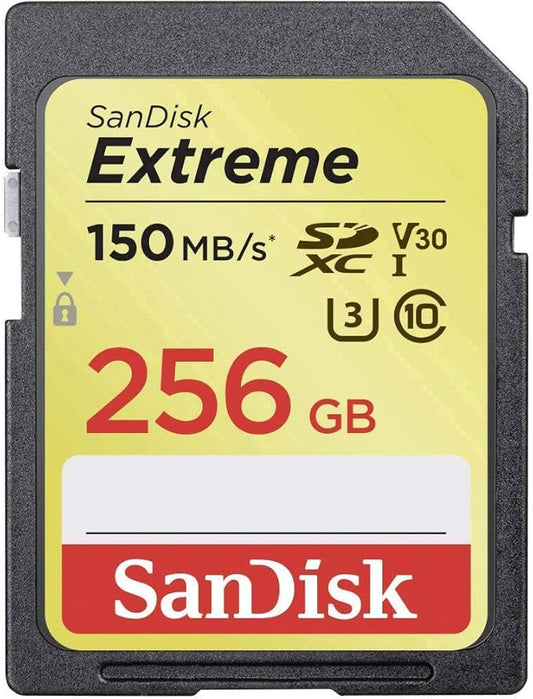 SanDisk 256GB Extreme SDXC UHS-I Memory Card - 150MB/s, C10, U3, V30, 4K UHD, SD Card - SDSDXV5-256G-GNCIN
