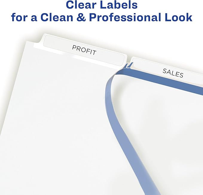 Avery 3-Tab Dividers for 3 Ring Binder, Easy Print & Apply Clear Label Strip, Index Maker Customizable White Tabs, 25 Sets (11445)