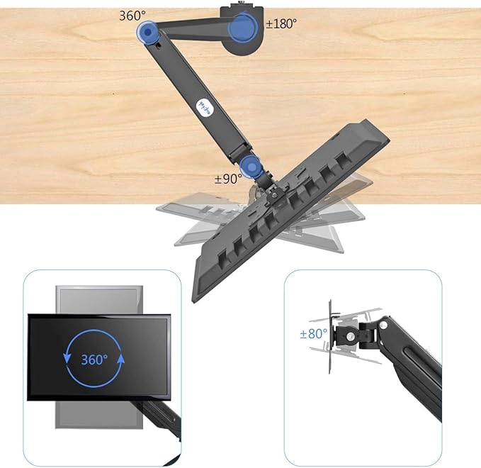 Suptek Monitor Mount Gas Spring Monitor Arm Desk Mount Fully Adjustable Fits 17 20 22 23 24 26 27 32 35 inch Monitors Weight Capacity up to 24.25 lbs