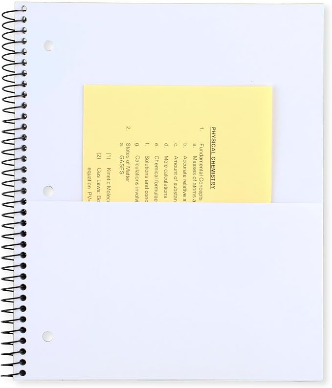 Mead Spiral Notebook, 5 Pack, 3 Subject, Wide Ruled Paper, Plastic Cover, 8" x 10-1/2", 120 Sheets per Notebook, Black, Red, Blue, Green and Yellow (930100A-ECM)