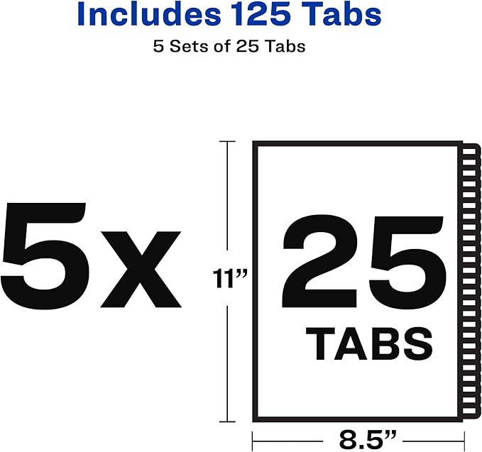Avery 26-50 Legal Exhibit Dividers for 3 Ring Binders, 25-Tab Sets, Allstate Style, 5 Binder Divider Sets (21702)