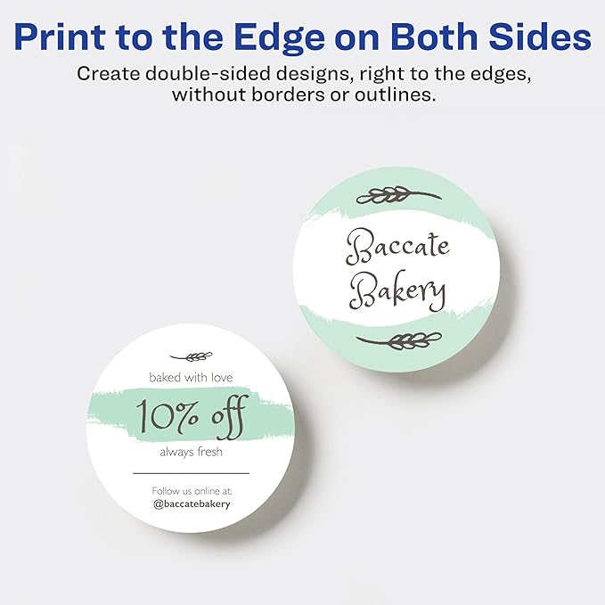 Avery Round Business Cards, Sure Feed Technology, 3" Diameter, Matte White, 150 Total, Print-to-the-Edge, Laser/Inkjet Printable (5328)