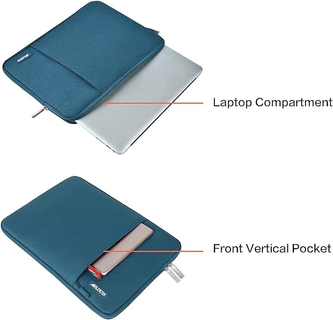 MOSISO Laptop Case 13.3 inch, 13-13.3 inch Laptop Sleeve Compatible with MacBook Air/Pro 13/Pro 14 M5 M4 M3 M2 M1, HP Dell ASUS Lenovo,Polyester Vertical Computer Sleeve Bag with Pocket, Deep Teal