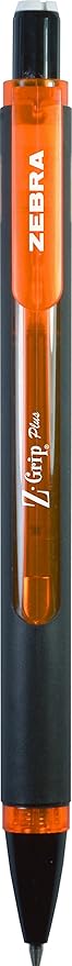 Zebra Pen Z-Grip Plus Mechanical Pencil, 0.7mm, with Lead and Erasers, Assorted Barrel Colors, Orange, Yellow, Green (55703) (Pack of 1, 3 Count Total)