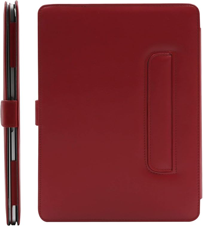 MOSISO Case Compatible with MacBook Air 13.6 inch M4 M3 M2 2025-2022 /Air 13 M1 2022-2018 /Pro 13 inch M2 M1 2025-2016, PU Leather Portfolio Protective Stand Cover, Red