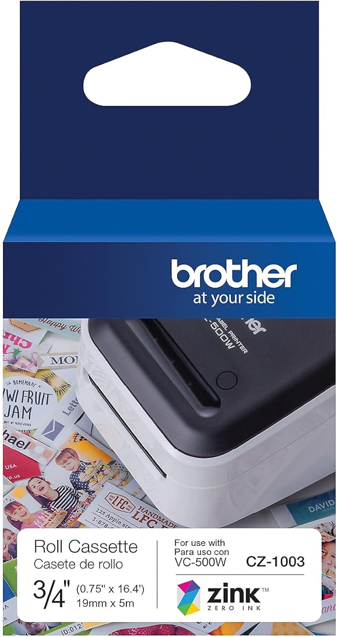 Brother Genuine CZ-1003 Roll Cassette for Thermal Color Label Printers, Width: 0.7 inches (19 mm) / Length: 16.4 ft (5 m) Compatible Model Number: VC-500W