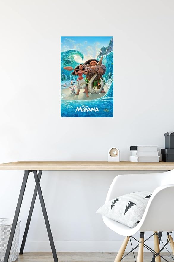 Disney Moana - Ocean Floor Wall Poster, 22.4L" x 14.7W", Premium Poster & Mount Bundle
