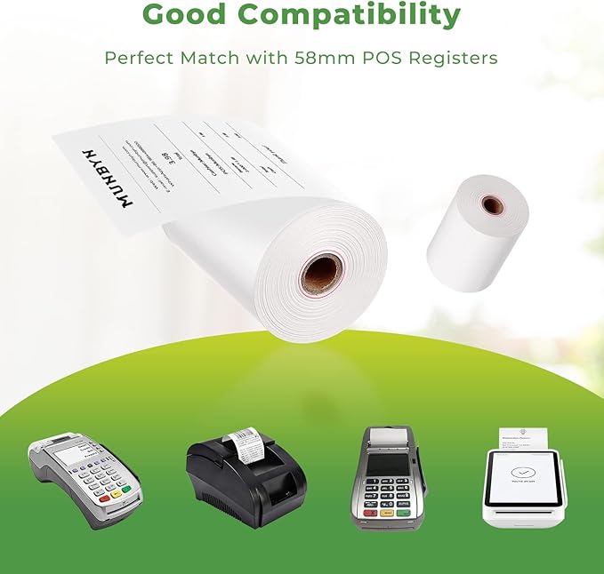 MUNBYN 2 1/4" X 85' Thermal Receipt Paper (20 Rolls) Cash Register Paper Rolls Fits for Most Credit Card Terminals, Verifone VX510 VX570 FD50 T4220, BPA Free