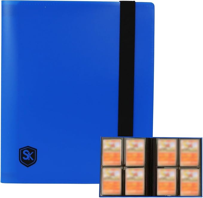 4-Pocket Trading Card Binder – 160 Card Capacity, Fixed Pages, Side-Loading Sleeves for Game Cards, Sports, Business & Coupon Cards – Blue