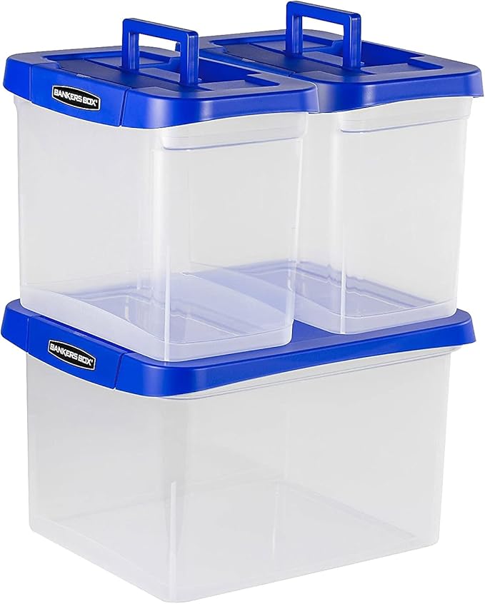 Fellowes Heavy Duty, Water Proof, Durable, Reinforced Corner, Comfortable Handle, Built-in Rail, Portable File Box (FEL0086201)