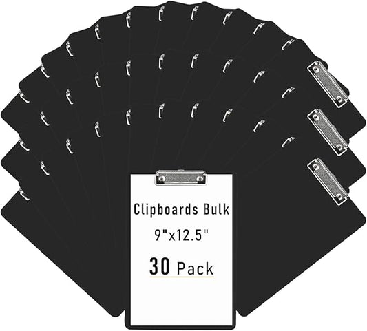 MIVIDE 30 Pack Black Clipboards, Black Plastic Clipboards, Plastic Office Clipboard 12 x 8.7 Inch Letter Size for Classroom, Teacher, School, Home, Office Supply