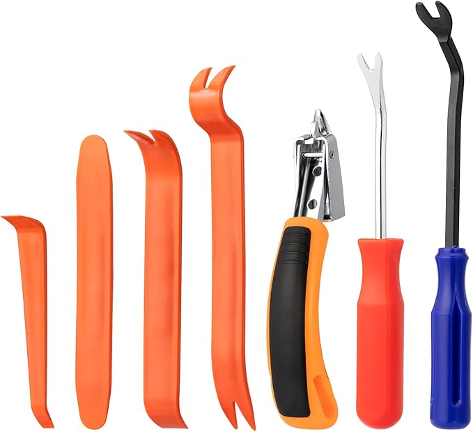 7 Pieces Staple Remover Tools Set for Upholstery, Construction and Auto Car, Professional Tack and Nail Puller Kit for Efficiently and Easily Remove All Kinds of Staples,Tacks and Nails