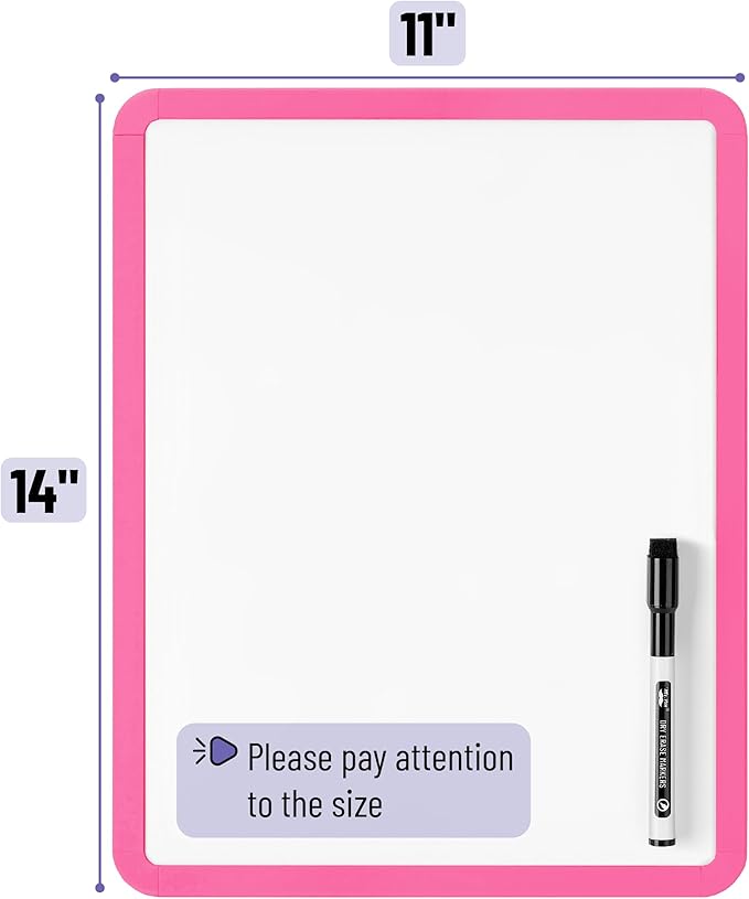 Mr. Pen- Dry Erase Board, 14” x 11” with a Black Dry Erase Marker, Small Mini White Board for Students