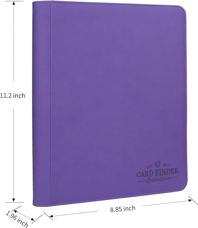 Toploader Binder,Toploader Hard Cases, 4-Pocket Pages Sleeves Hold up 128 Cards.Toploader Card Binder with Sleeves for “3×4” rigid，Card Holder(purple)