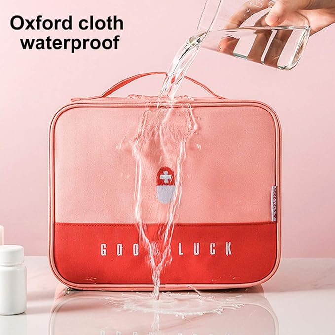paerma Empty First Aid Bags Travel Medical Supplies Insulated Medicine Bag Convenient Safety Kit Suit for Family Outdoors Hiking Camping Car Office Workplace,Pink