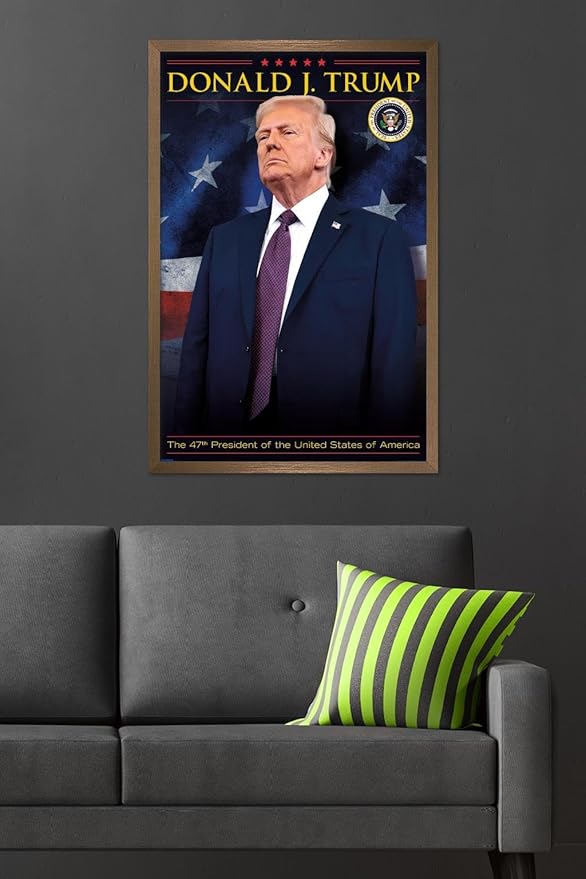 President Donald Trump - 47th President Wall Poster, 34L" x 22.4W", Bronze Framed Version